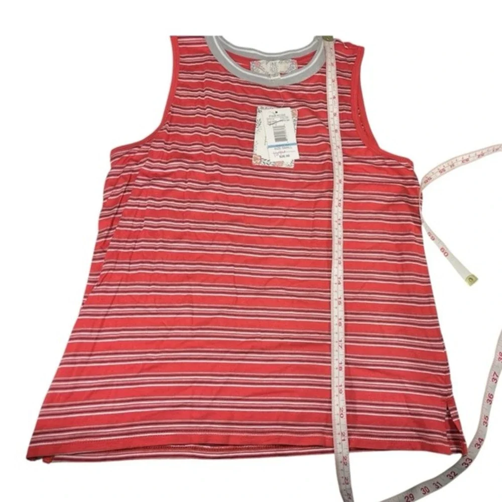 New Pink Rose‎ Small Red Striped Tank Top Ringer Neck Americana Nautical Summer